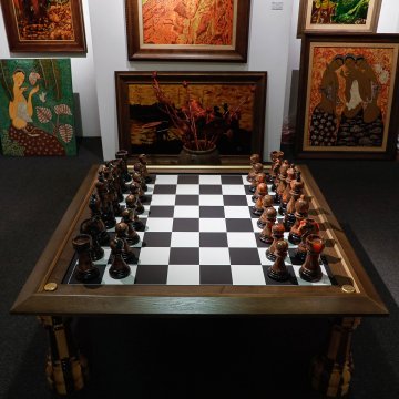 Giant Chess Set Blue Orange