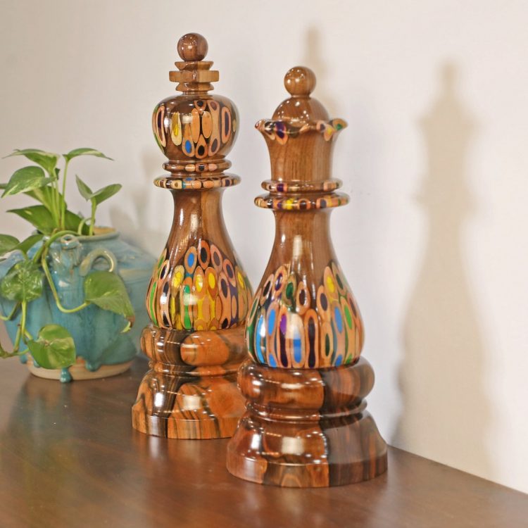 Deluxe Decorative King & Queen Chess Pieces (3)