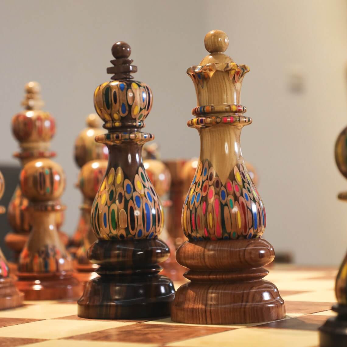 Deluxe Decorative King & Queen Chess Pieces (9)