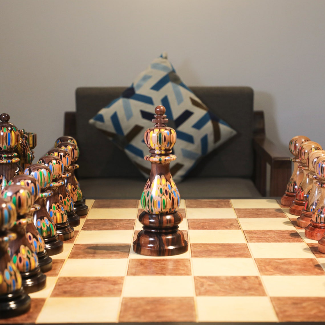 Full Set Giant Deluxe Chess Pieces with Board - High End Blended