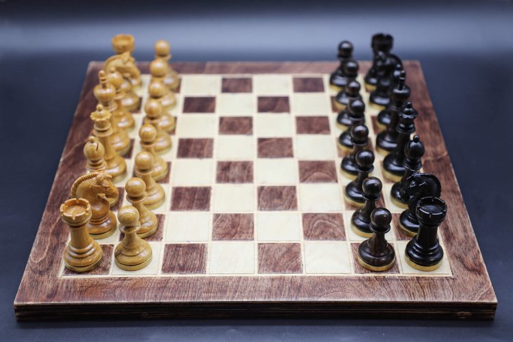 Ebony and Cypress Hinoki Wood Chess Pieces