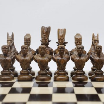 Engraved Wood Ancient Egyptian Theme Chess Set