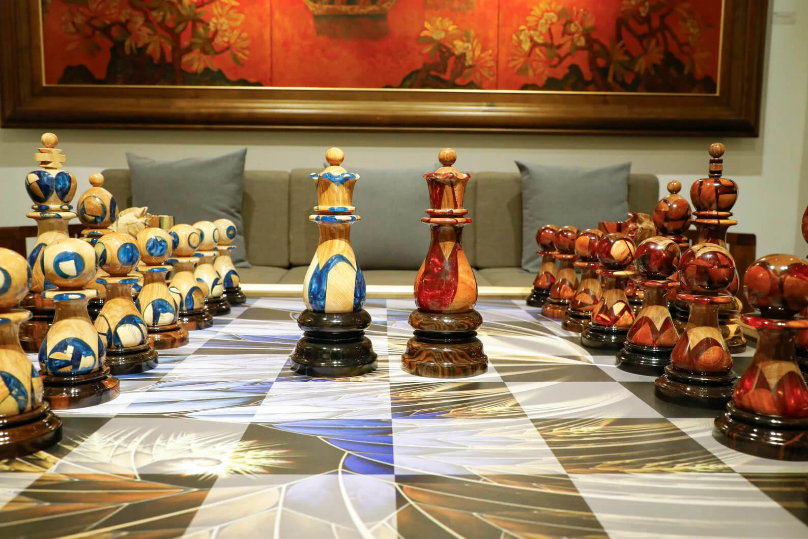 Full Set Giant Deluxe Chess Pieces with Board - High End Blended of Wood & Resin 6