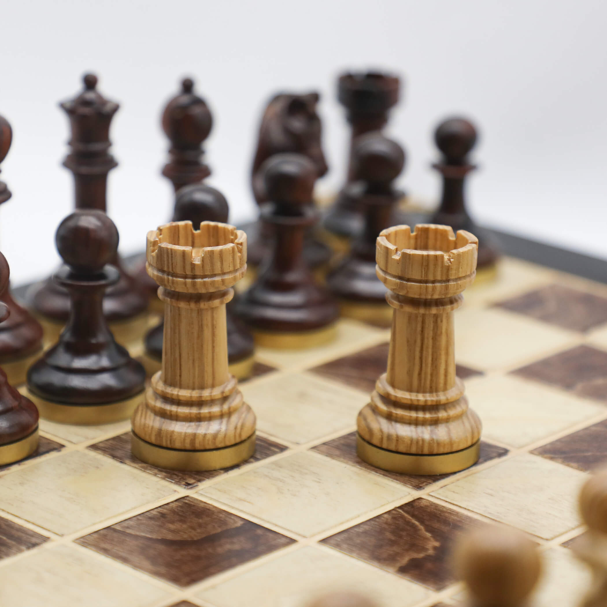 High-Class Chess Pieces-Techicai Sitan and Oak wood(8)