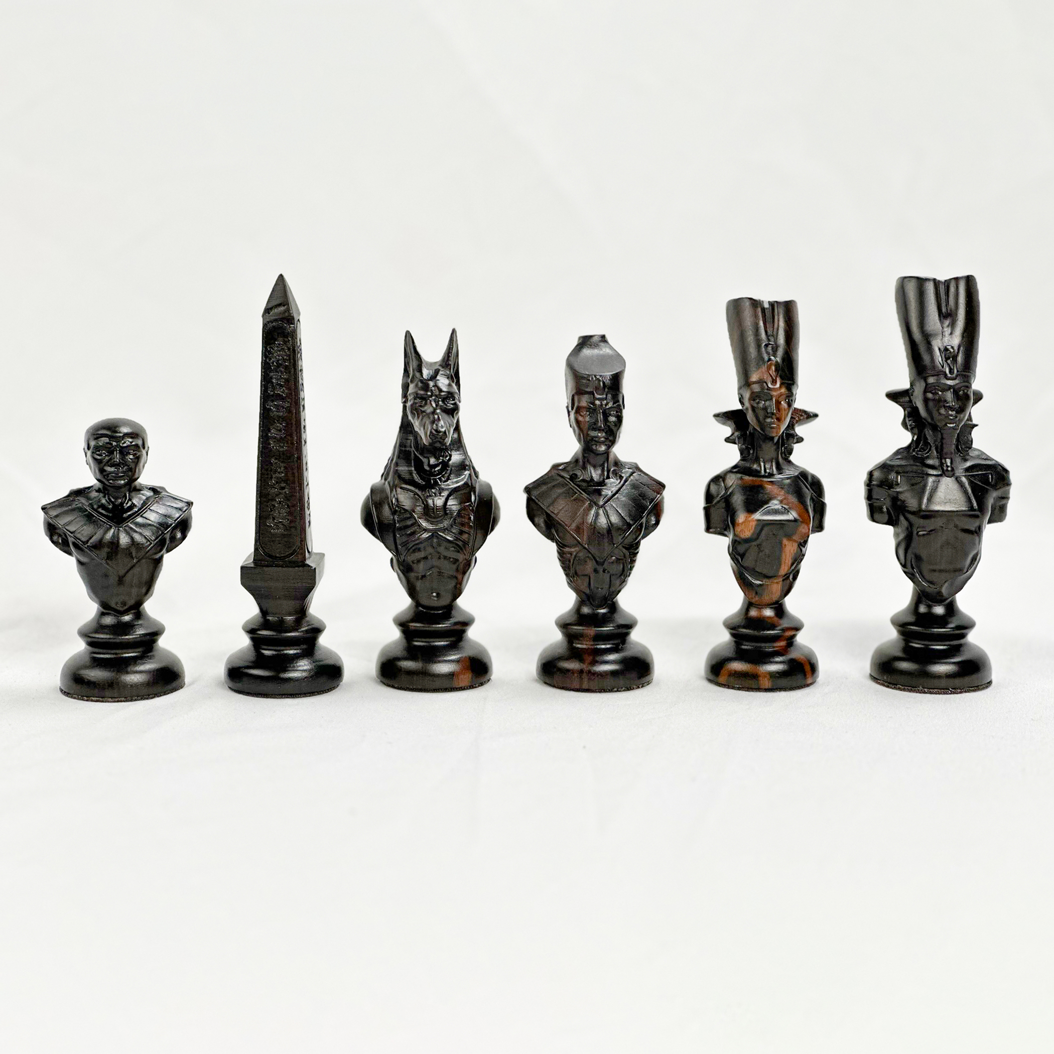 Unique Luxury Egypt Ebony & Mapple Wood Chess Set (