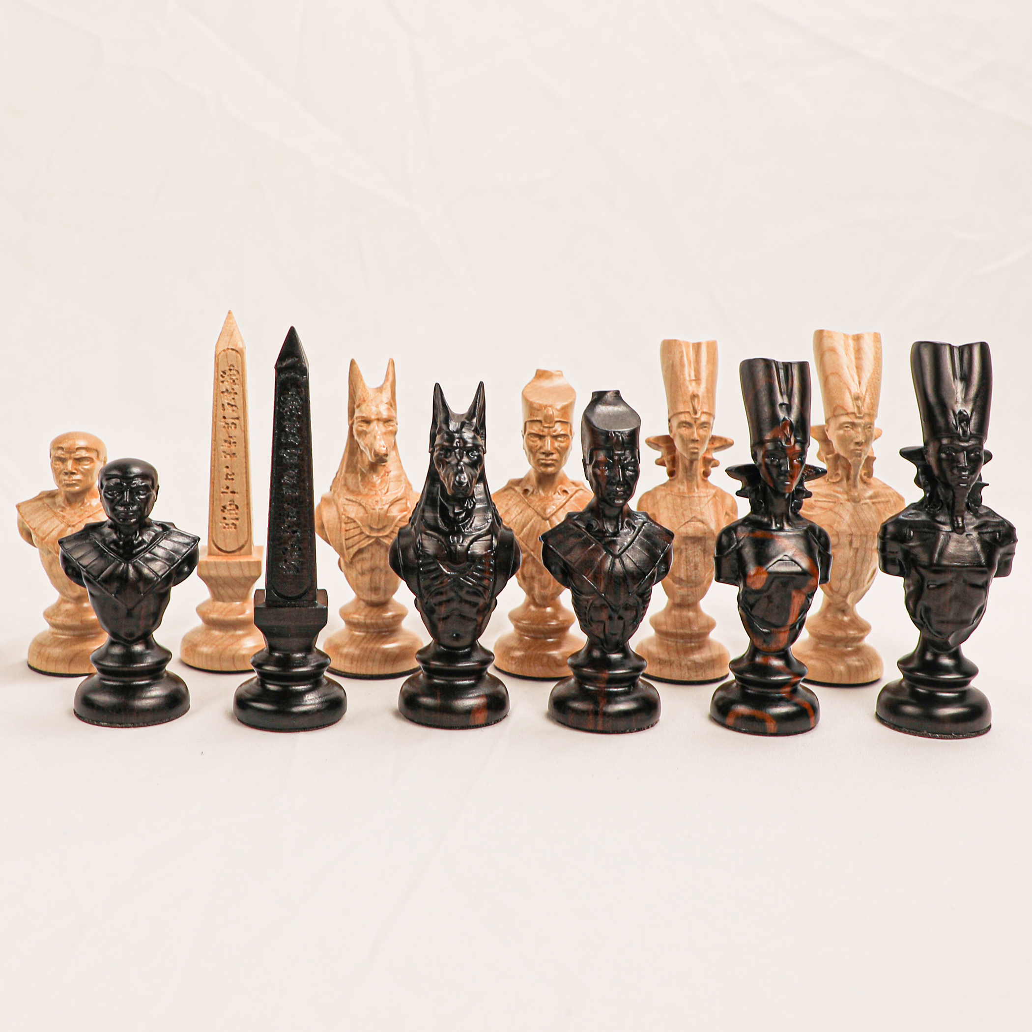 Unique Luxury Egypt Ebony & Mapple Wood Chess Set (2)