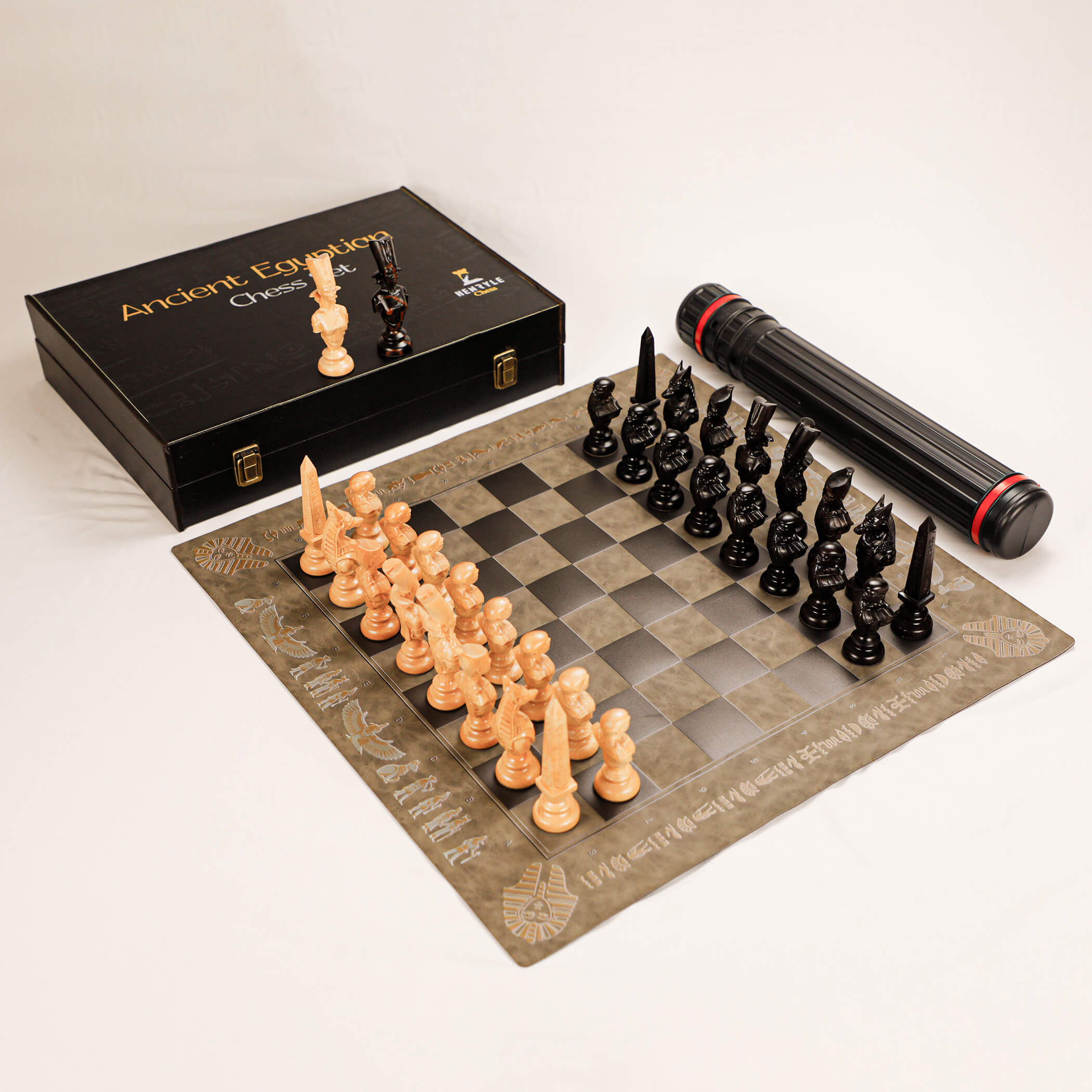 Unique Luxury Egypt Ebony Mapple Wood Chess Set