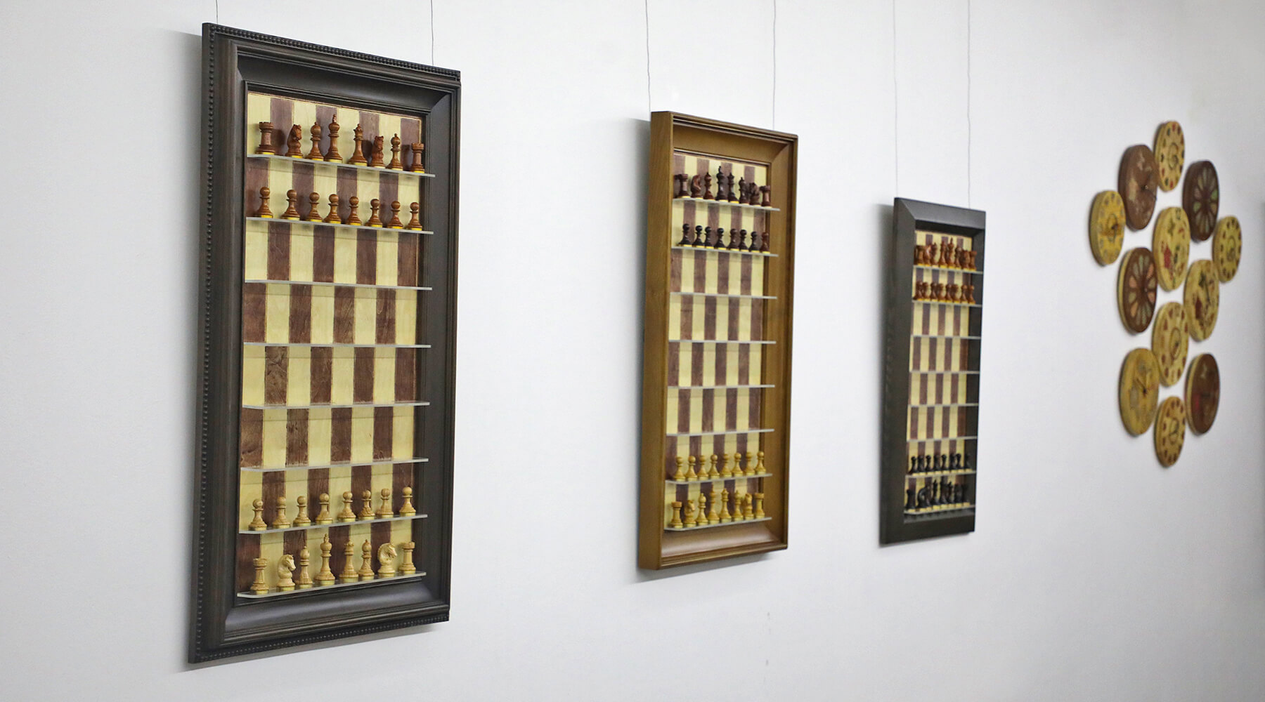 Vertical Wooden Chess Pieces and Boards