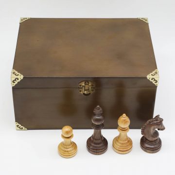 Wooden Chess Piece Box with Felt Cover