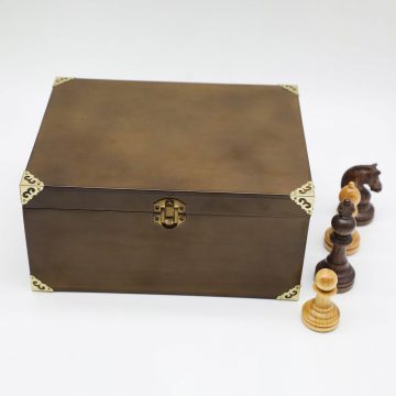 Wooden Chess Piece Box with Felt Cover