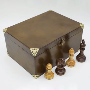 Wooden Chess Piece Box with Felt Cover