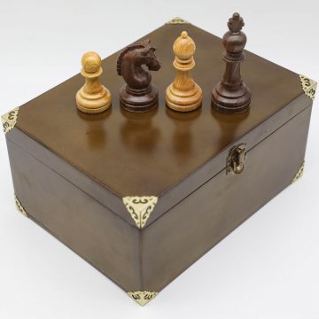 Wooden Chess Piece Box with Felt Cover