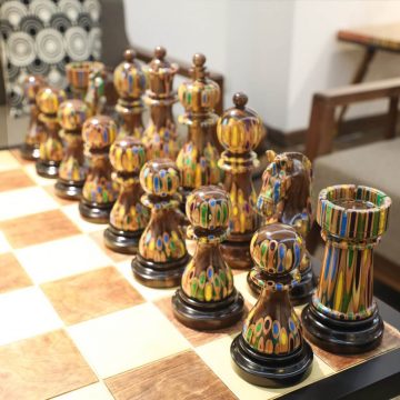 Wooden Color Pencil Giant Chess Set Decor