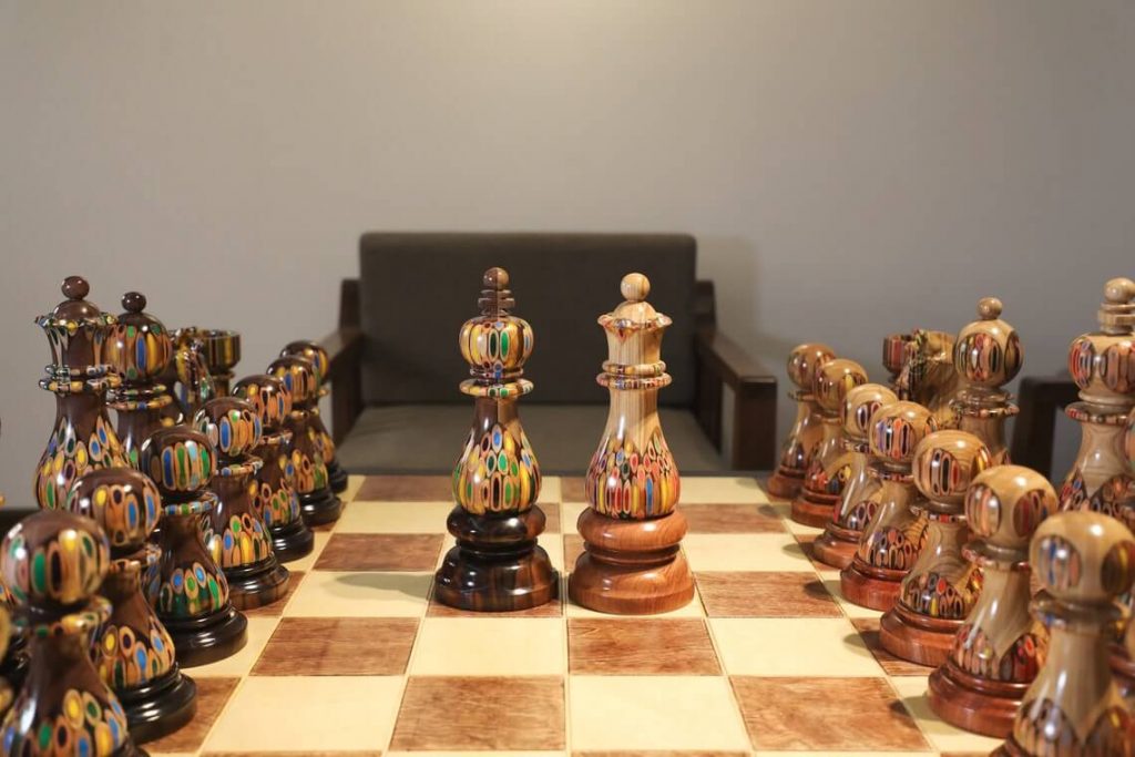 Wooden Color Pencil Giant Chess Set Decor