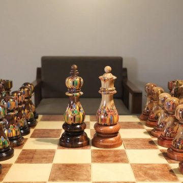 Wooden Color Pencil Giant Chess Set Decor
