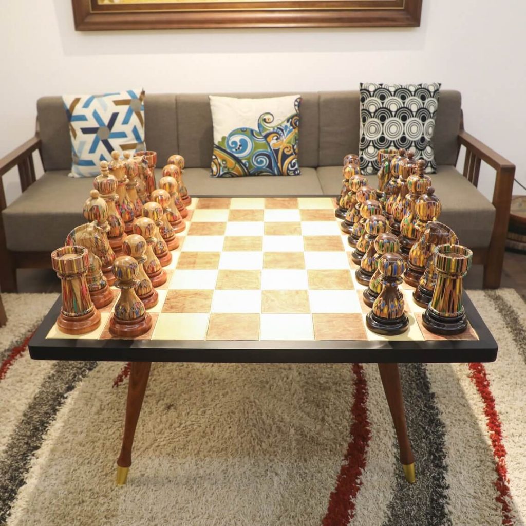 Wooden Color Pencil Giant Chess Set Decor