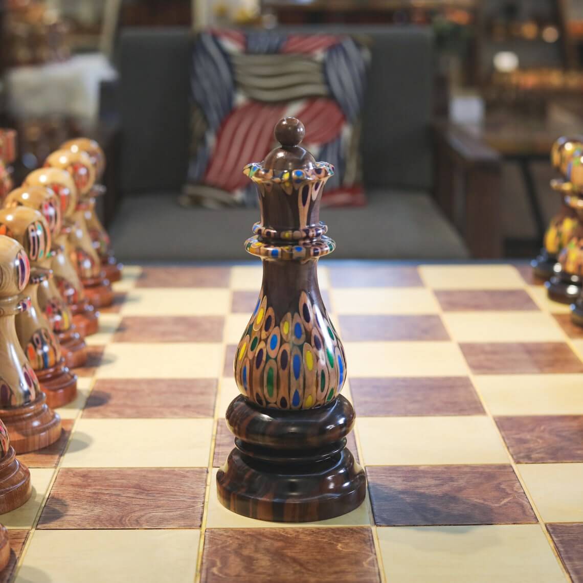 Special Edition Giant Deluxe Chess Piece the Knight Chess Made of Padauk  Burl Wood Casted With Resin for Decoration, Unique Gift 